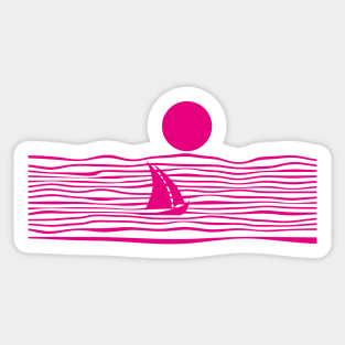 Sailing Boat Sea Night Full Moon Sticker